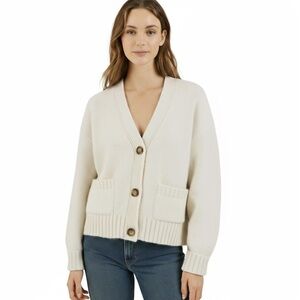 ASTR The Label Cream Chunky Knit V-Neck Cardigan Sweater Size XL EUC!